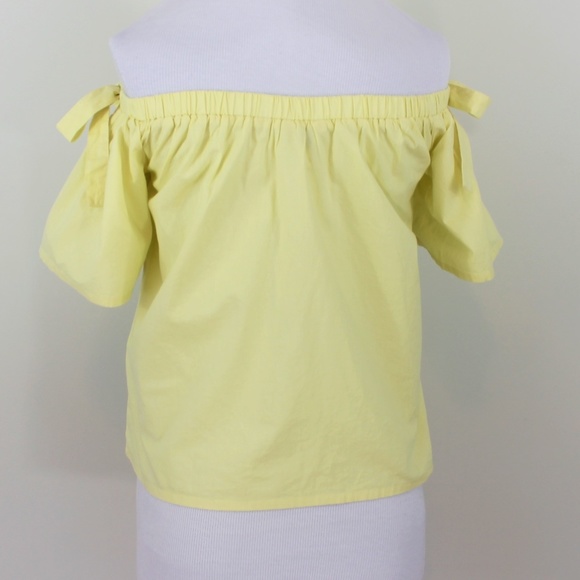 New Lucky Brand Off Shoulder Tie Cotton Top Yellow - Picture 6 of 7